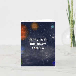 Tarjeta Espacio ultraterrestre con planetas y galaxias
