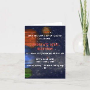 Tarjeta Espacio ultraterrestre con planetas y galaxias