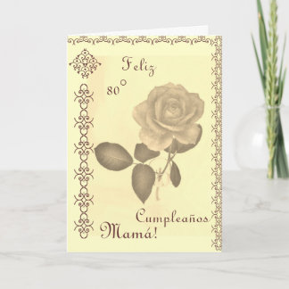 Tarjeta Español: 80 Cumples- Mamá/cumpleaños de la mamá el