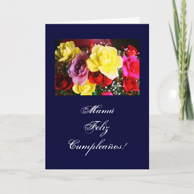 Tarjeta Español: Cumpleanos de la Mamá /Mom b-day/ (Anverso)