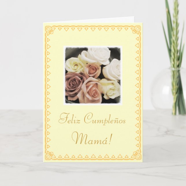 Tarjeta Español: Cumpleanos/Mamá, cumpleaños de mamá (Anverso)