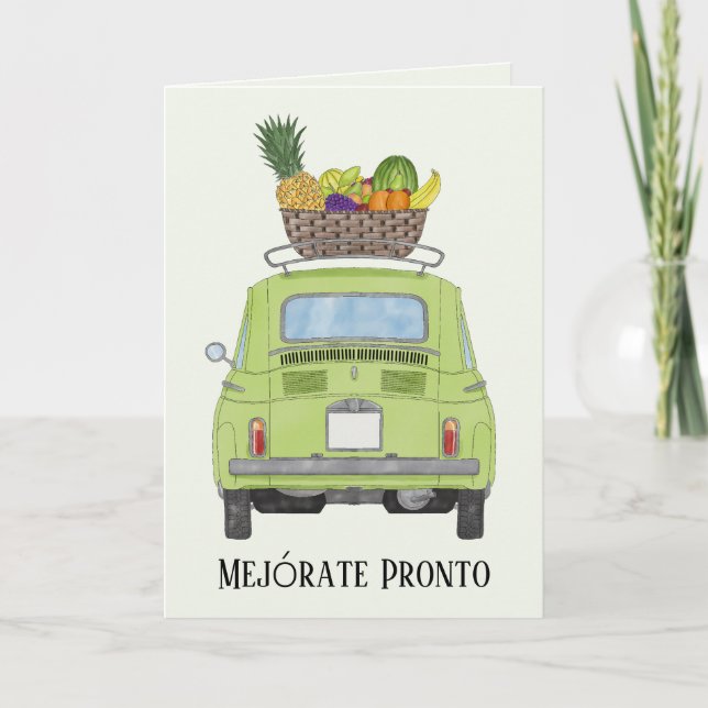 Tarjeta Español ponerse bien Red Retro Fiat 500 (Anverso)