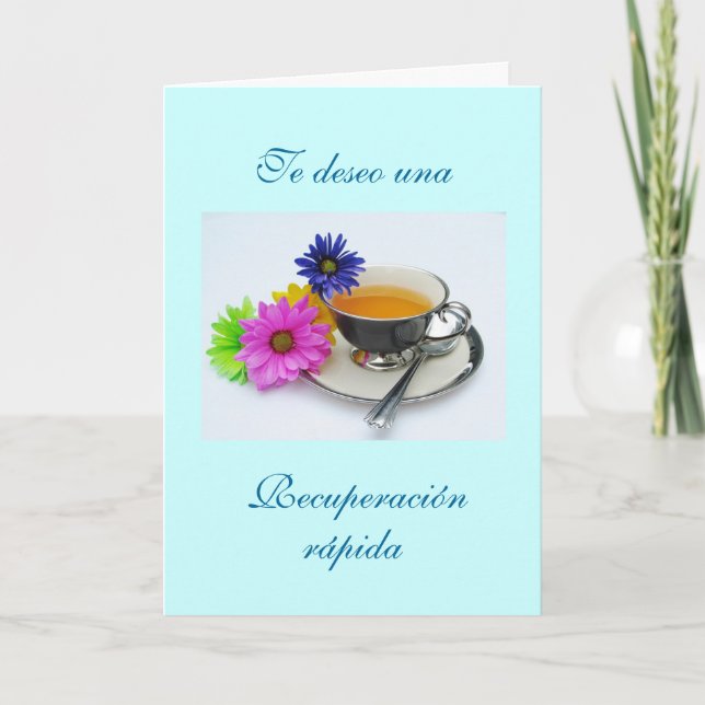 Tarjeta Español: Recuperación- taza de té / Obtener el bie (Anverso)