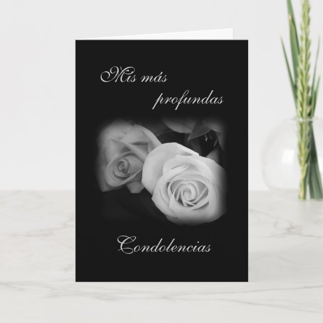 Tarjeta Español: Rosa negro y blanco - Condolencias (Anverso)