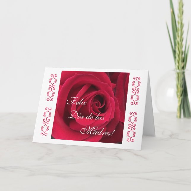 Tarjeta Español: Rosa rojo del día de madre (Anverso)