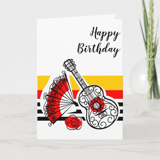 Tarjeta Español Souvenirs Classic Stripe Birday Textos (Anverso)