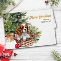 Tarjeta española de Navidades de cesta de mimbre