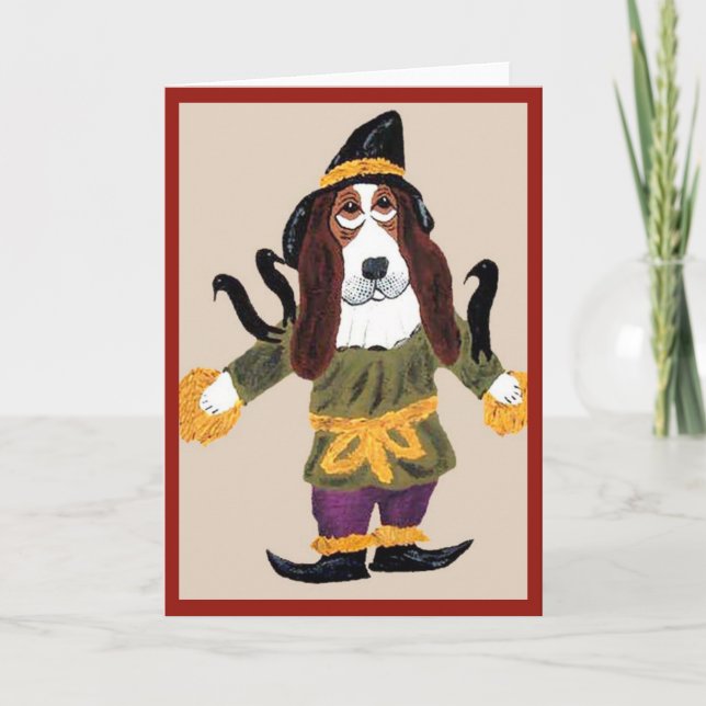 Tarjeta Espantapájaros Basset Hound (Anverso)