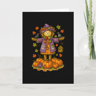 Tarjeta Espantapájaros Otoño Cosecha Temporada de Otoño Ca
