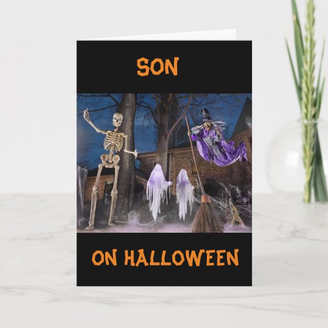 TARJETA "ESPANTO PARA TI" **HIJO** FELIZ HALLOWEEN  (Anverso)
