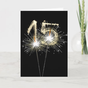 Tarjeta Esparklers por el 15 aniversario en negro