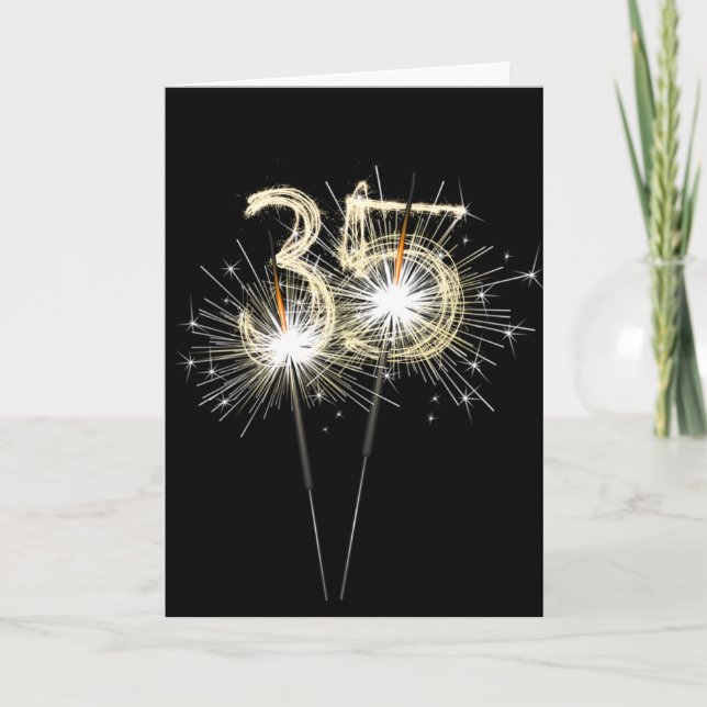 Tarjeta Esparklers por el 35 aniversario en negro (Anverso)
