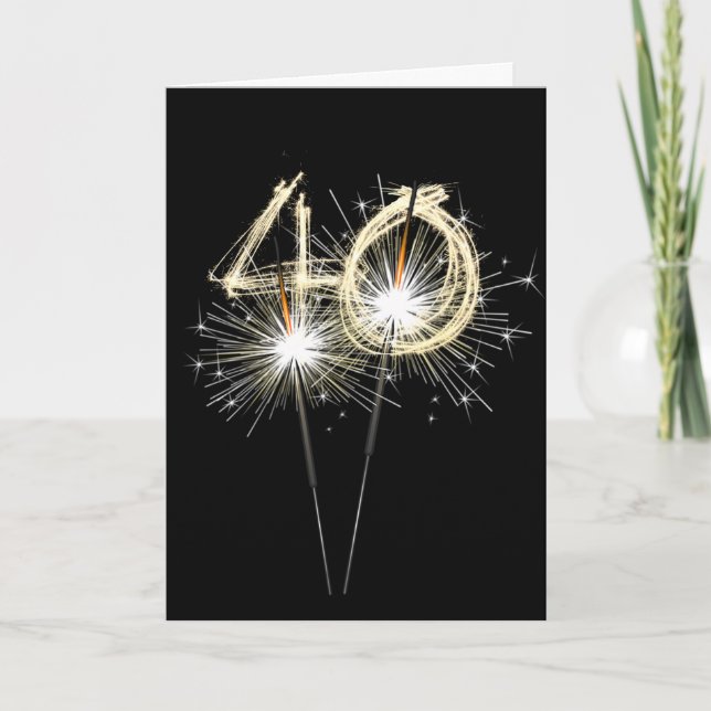 Tarjeta Esparklers por el 40 aniversario en negro (Anverso)