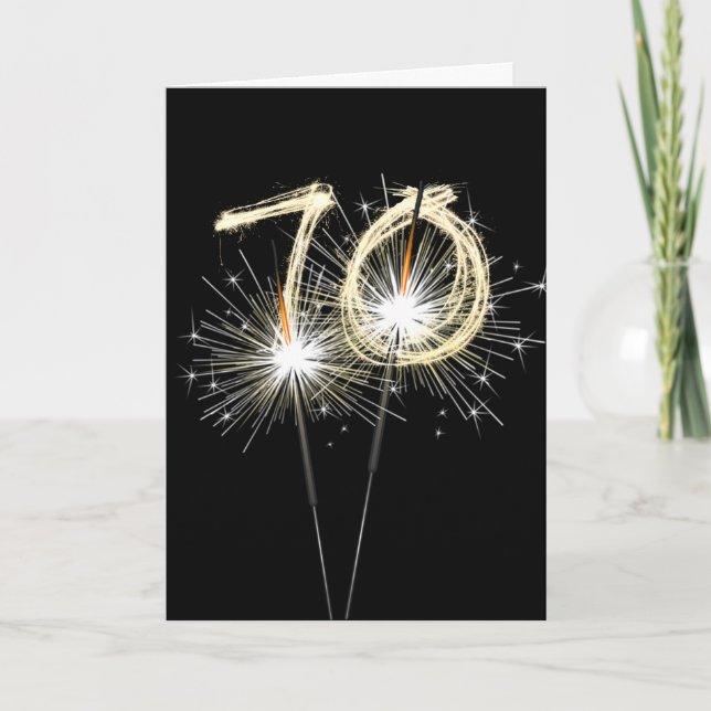 Tarjeta Esparklers por el 70 aniversario en negro (Anverso)