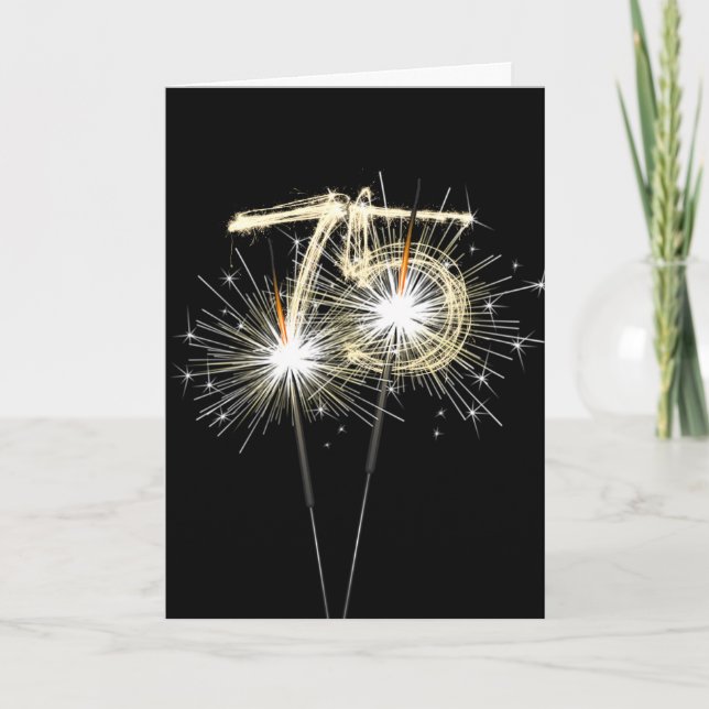 Tarjeta Esparklers por el 75 aniversario en negro (Anverso)