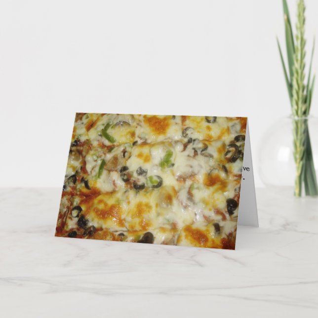 Tarjeta "Especial con pizza de aceitunas negras" (Anverso)