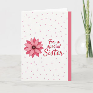 Tarjeta especial de hermana con flores rosadas