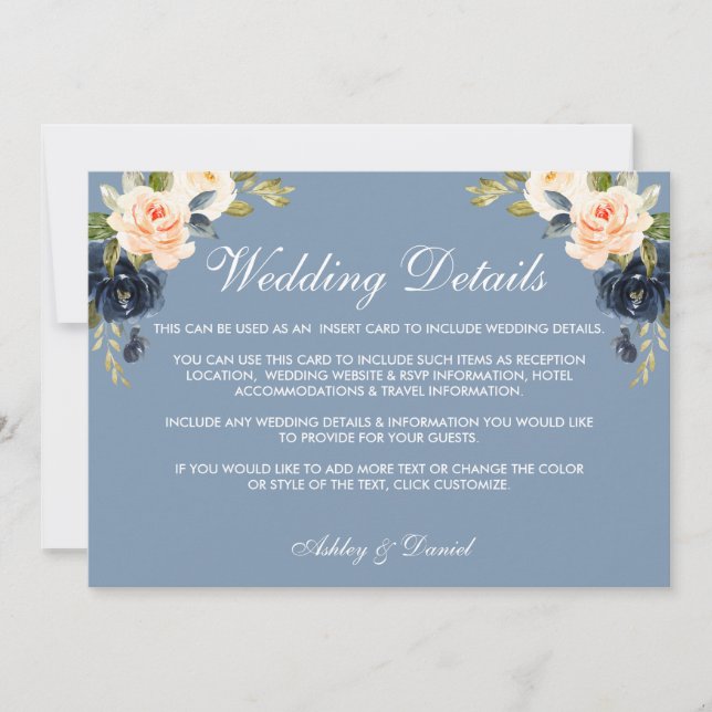 Tarjeta Especial - Detalles del Boda Dusty Blue Peach (Anverso)