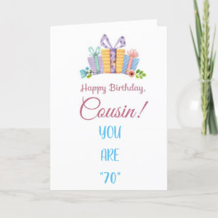 TARJETA ESPECIAL PARA EL CUMPLEAÑOS "70" DE COUSIN