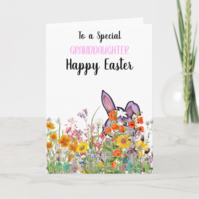 Tarjeta especial para huevos de nieta Bunny oculta (Anverso)