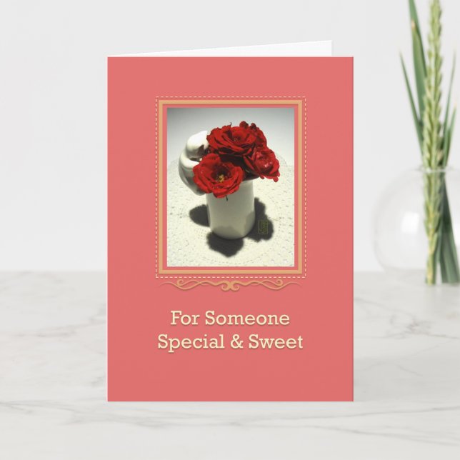 Tarjeta especial y dulce de Kitty y rosas de té (Anverso)