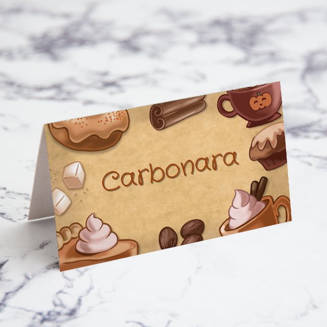 Tarjeta Especias de calabaza y todo lo bueno de la comida (Pumpkin Spice and Everything Nice Food Label)