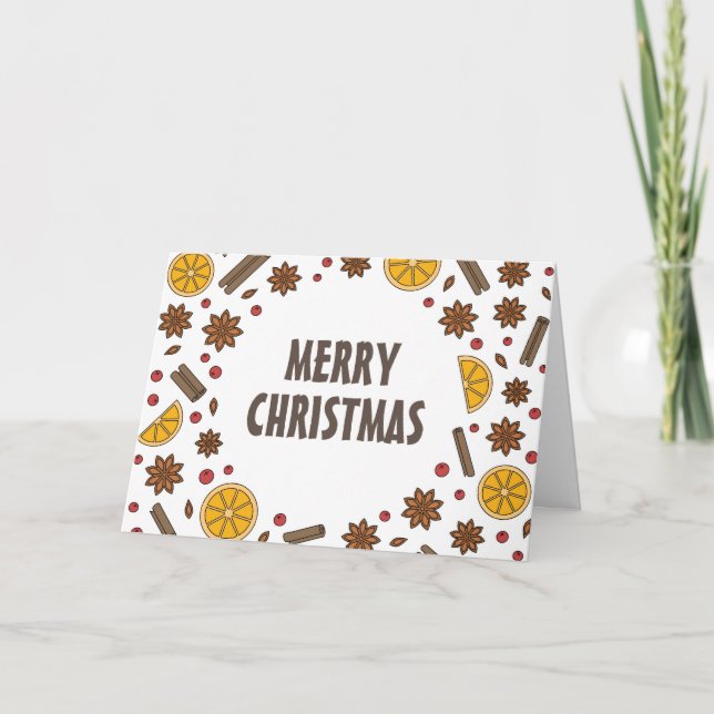 Tarjeta Especias de Navidad, canela, anís estrellado, gara (Anverso)