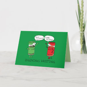 Tarjeta Especias divertidas de dibujos animados de Navidad