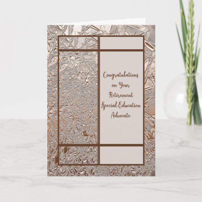 Tarjeta Especificaciones de felicitaciones por retiro. Ed. (Anverso)