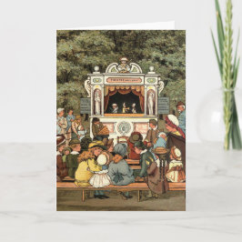 Tarjeta Espectáculo de marionetas de sacador y de Judy "