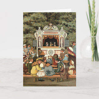 Tarjeta Espectáculo de marionetas de sacador y de Judy "