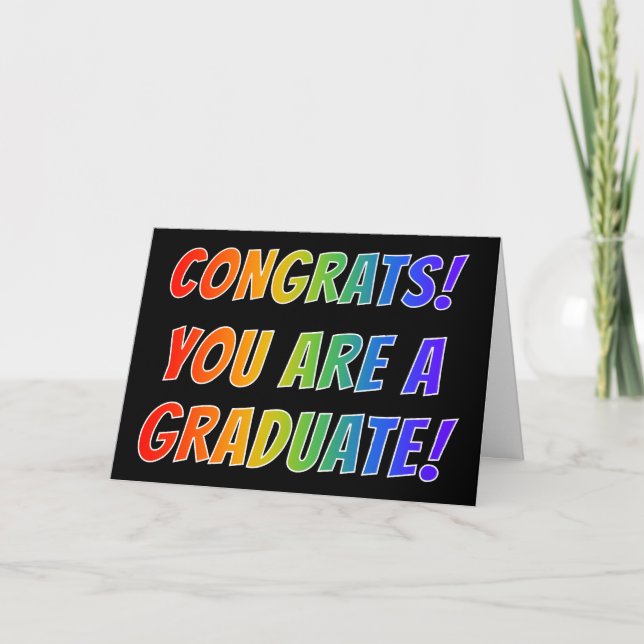 Tarjeta Espectro arcoiris "CONGRAMAS! ¡ERES UN GRADUADO!" (Anverso)