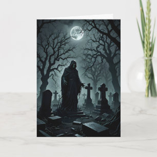 Tarjeta Espectro en la tumba de Halloween