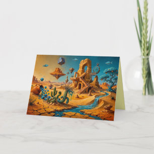 Tarjeta Espejismo del desierto Ocra Naranja Azul Turquesa