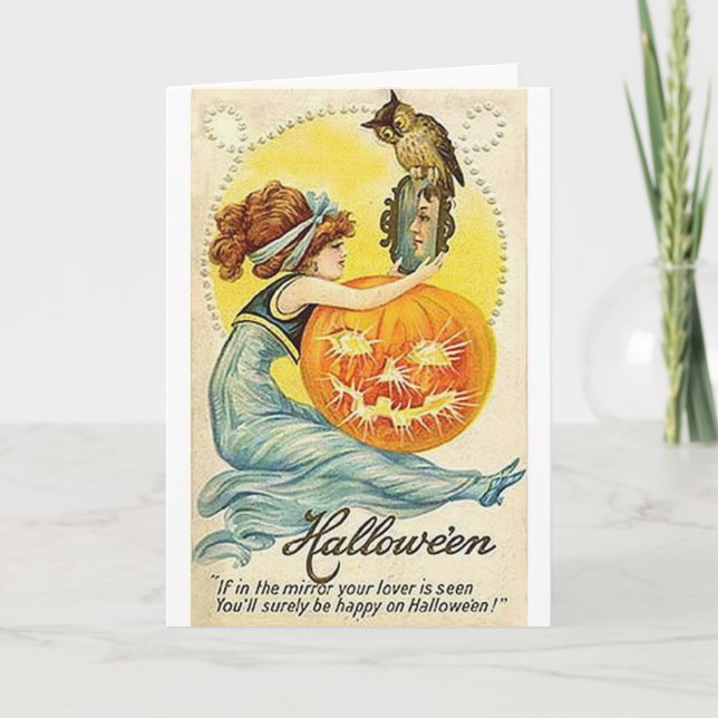 Tarjeta espejo de Halloween de época (Anverso)