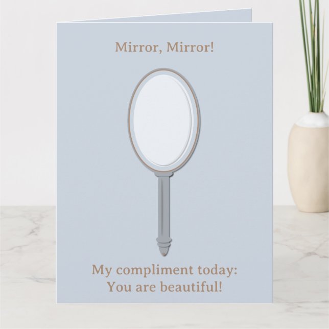 Tarjeta Espejo de mano personalizado motivador Plata azul (Anverso)
