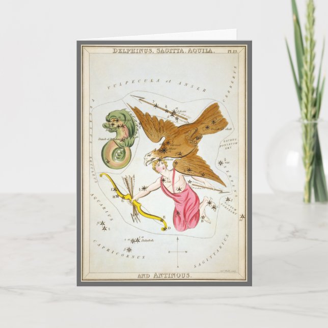 Tarjeta Espejo de Urania, Mapa Celeste de Astronomía Antig (Anverso)