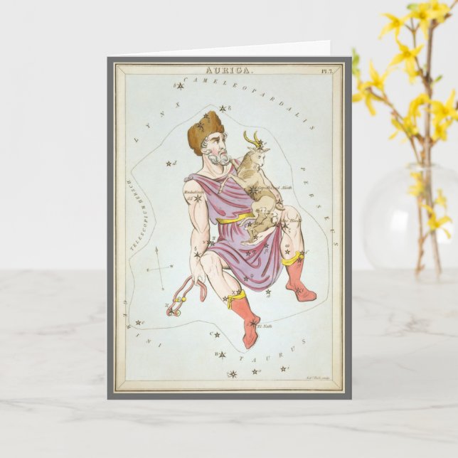 Tarjeta Espejo de Urania, Mapa Celeste de Astronomía Antig (flor amarilla)