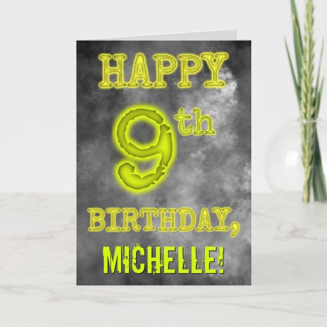 Tarjeta Espeluznante apariencia de Aura brillante "FELIZ 9 (Anverso)