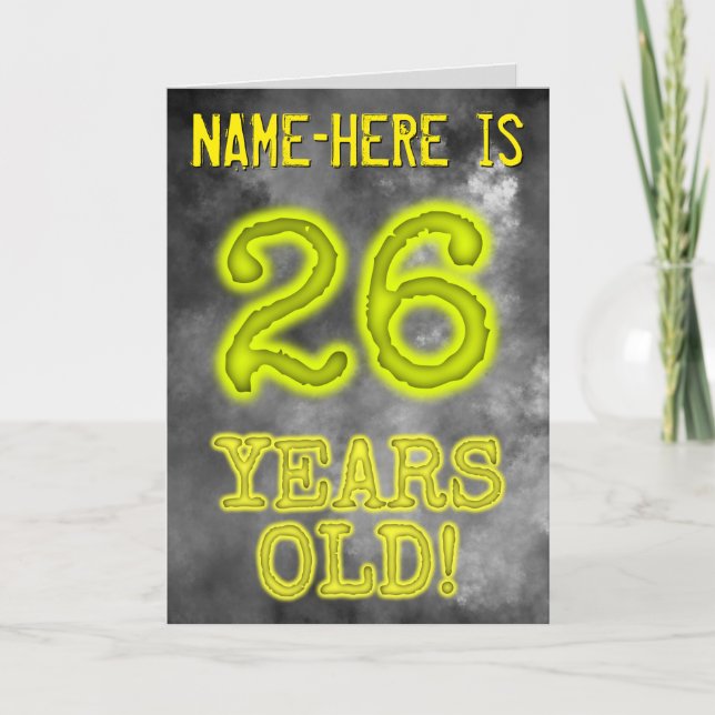 Tarjeta Espeluznante Aspecto de Aura "¡26 AÑOS!" + Nombre (Anverso)