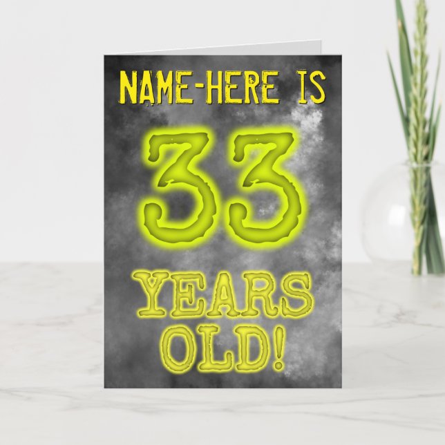Tarjeta Espeluznante Aspecto de Aura "¡33 AÑOS!" + Nombre (Anverso)