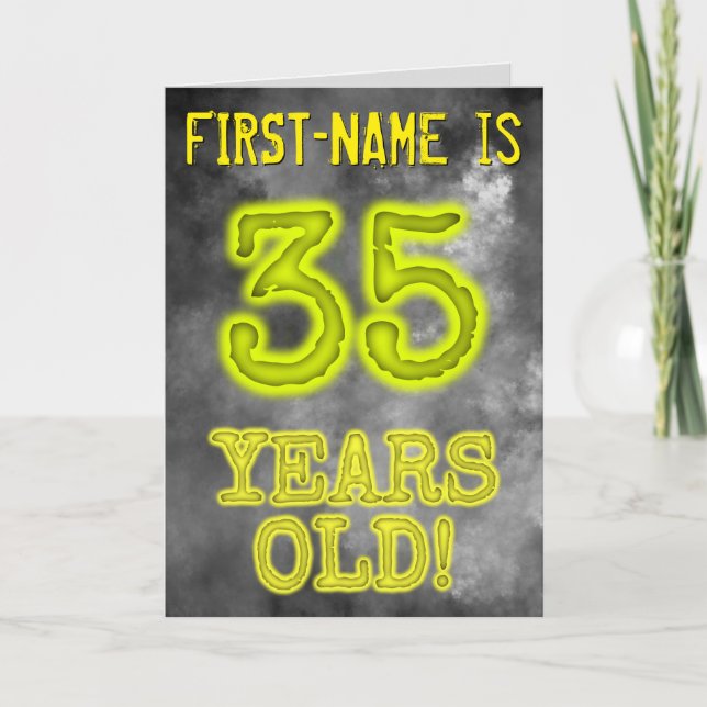 Tarjeta Espeluznante Aspecto de Aura "¡35 AÑOS!" + Nombre (Anverso)