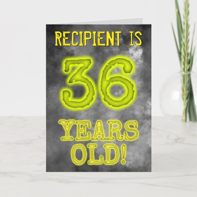 Tarjeta Espeluznante Aspecto de Aura "¡36 AÑOS!" + Nombre (Anverso)