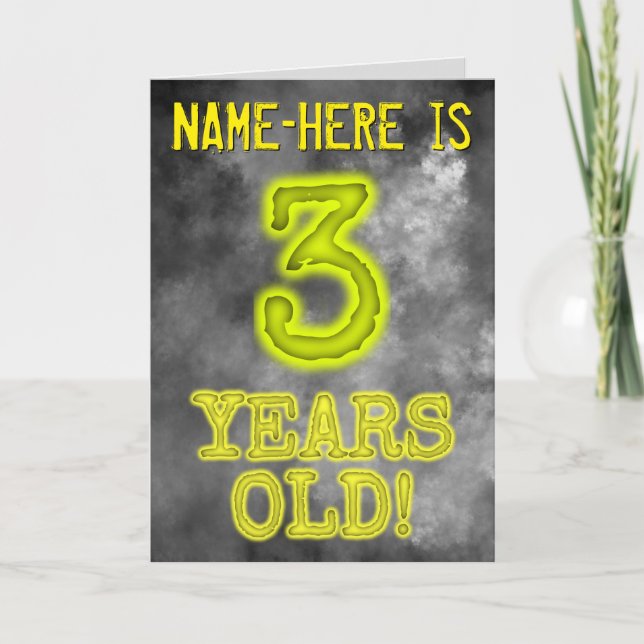 Tarjeta Espeluznante Aspecto de Aura "¡3 AÑOS!" + Nombre (Anverso)