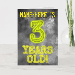 Tarjeta Espeluznante Aspecto de Aura "¡3 AÑOS!" + Nombre