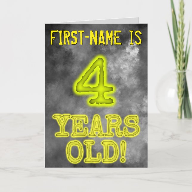 Tarjeta Espeluznante Aspecto de Aura "¡4 AÑOS!" + Nombre (Anverso)