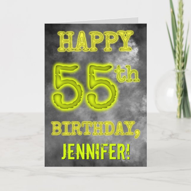 Tarjeta Espeluznante Aura luce "FELIZ 55 cumpleaños" (Anverso)
