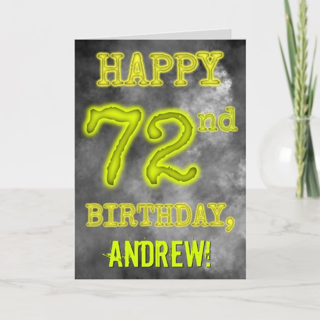 Tarjeta Espeluznante Aura luce "FELIZ 72 cumpleaños" (Anverso)