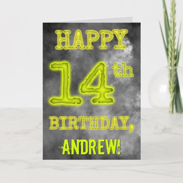 Tarjeta Espeluznante Aura luce "FELIZ CUMPLEAÑOS 14" (Anverso)