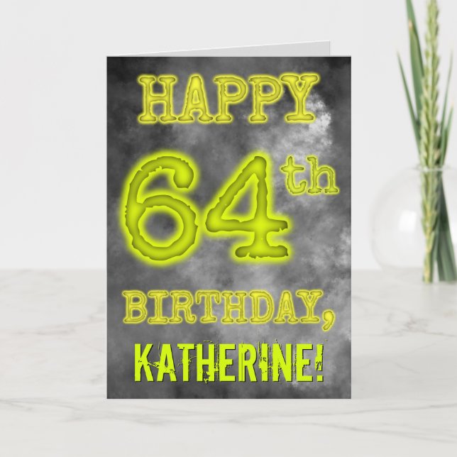 Tarjeta Espeluznante Aura luce "FELIZ CUMPLEAÑOS 64" (Anverso)
